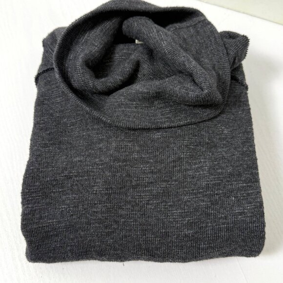 We The Free People Sweater Womens Sz L Charcoal Split Back Cowl Neck Knit Top - Picture 2 of 11